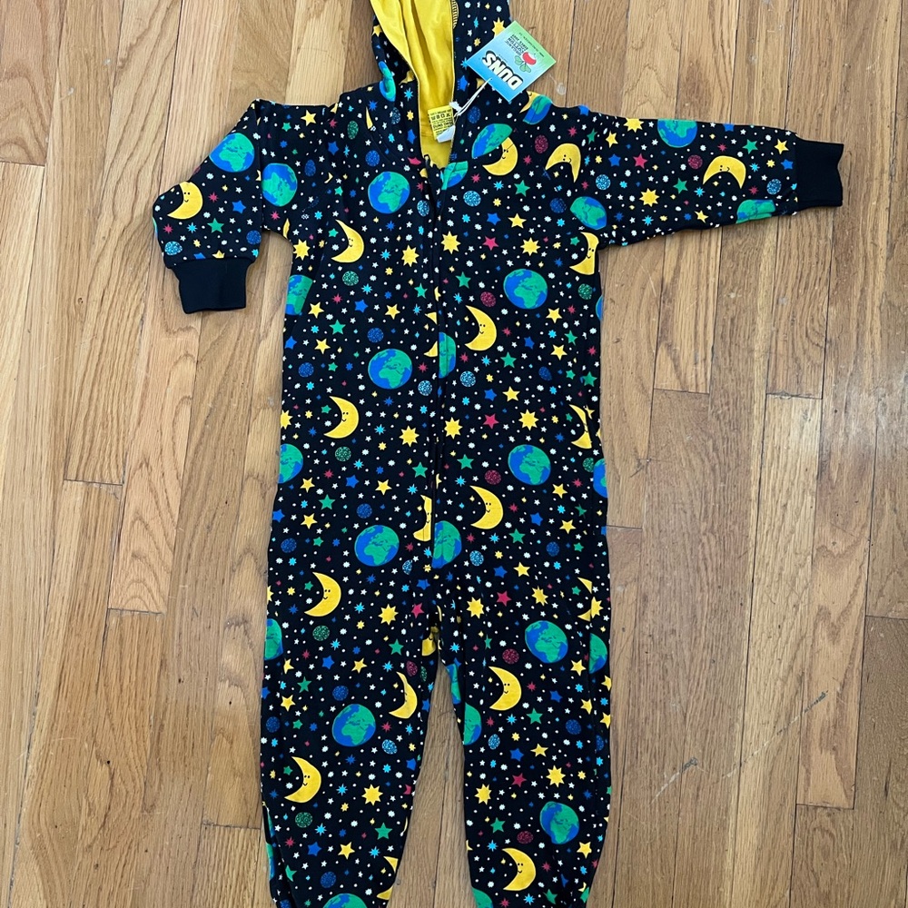 NWT Duns Sweden Hooded Jumpsuit Space Themed 2T